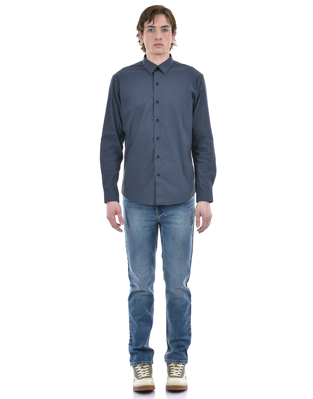 Numero Uno Men Polka Print Blue Shirt